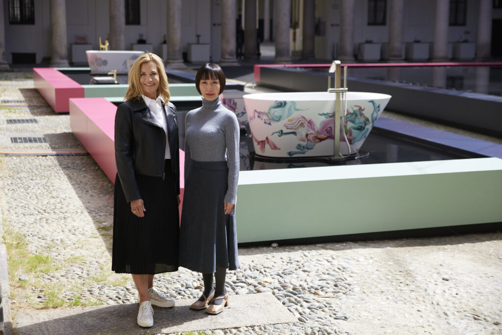 Ziling Wang at Milan Design Week with her collaboration for Kohler's 150 year anniversary Artist Editions, with Laura Kohler