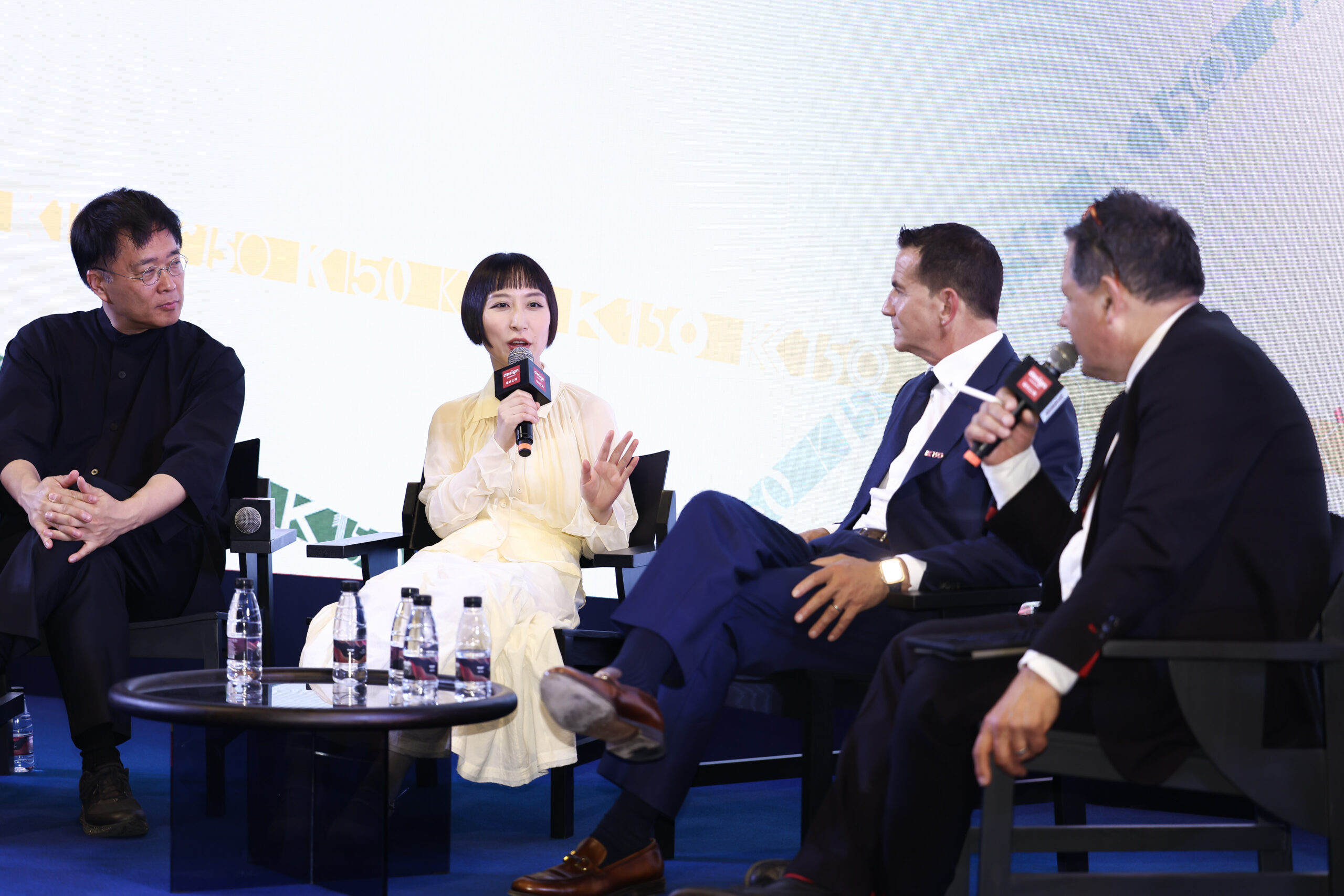 Ziling Wang at a panel event with CEO David Kohler, designer Tony Chi, and Satoshi Ohashi from Zaha Hadid at Design Shanghai 2023